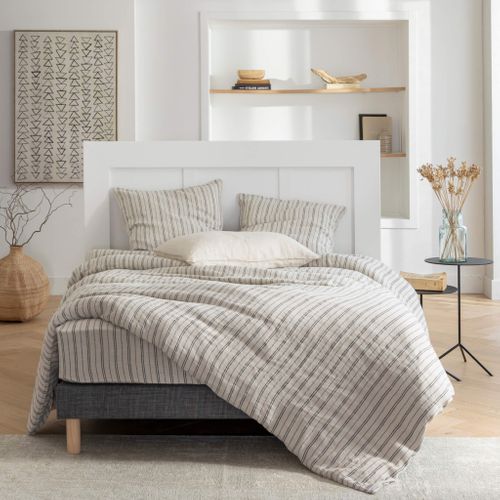 Sommier Déco Tapissier Recouvert 13cm Gris 160x200