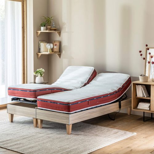 Ensemble Matelas + Sommier Relaxation Électrique Ergo 9 Dreamzone 2x80x200 Cm