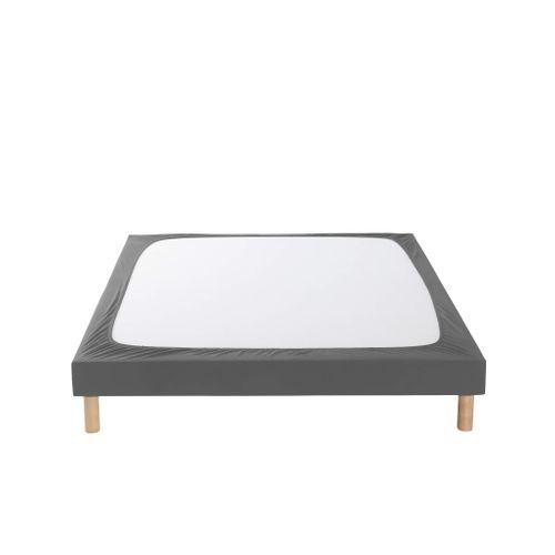 Cache Sommier Coton Jersey Anthracite 140x190