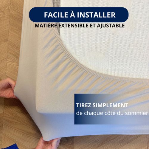 Cache Sommier Coton Jersey Beige 90x200