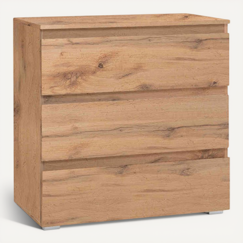 Commode 3 Tiroirs Bois Naturel
