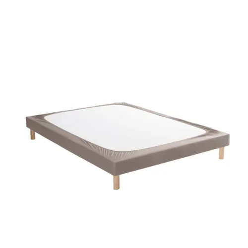 Cache Sommier Coton Jersey Taupe 140x190