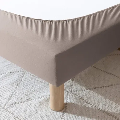 Cache Sommier Coton Jersey Taupe 140x190