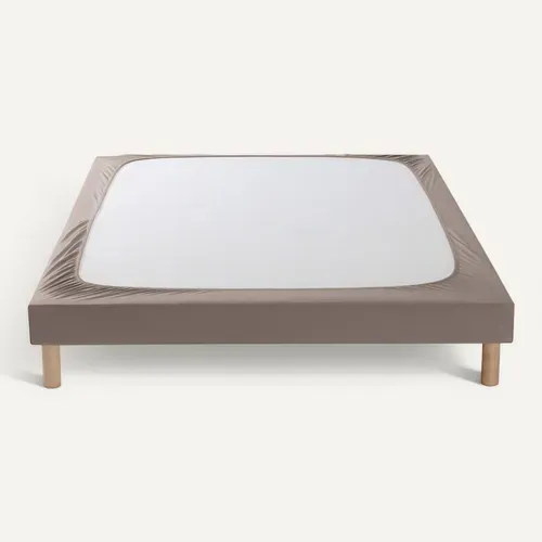 Cache Sommier Coton Jersey Taupe 140x190