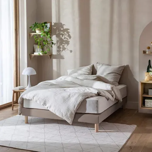 Cache Sommier Coton Jersey Taupe 140x190