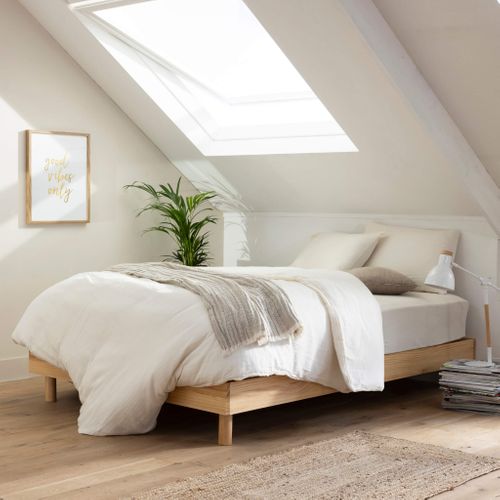 Sommier Kit Déco En Bois Massif Naturel 160x200 cm