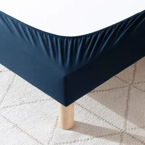 Terre Sommières Cache-sommier 130x190 Bleu Coton Jersey - Élastique Oeko-TEX 15-30cm Cache Sommier élastique 130x190 Terre Sommières Cache-sommier 130x190 Bleu Coton Jersey - Élastique Oeko-TEX 15-30cm Cache Sommier élastique 130x190