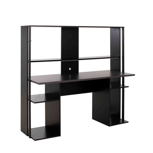 Bureau Gaming à LED Niches Noir