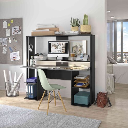 Bureau Gaming à LED Niches Noir