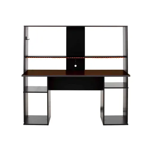 Bureau Gaming à LED Niches Noir