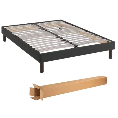 Sommier Kit Déco Tapissier Gris Foncé 140x190
