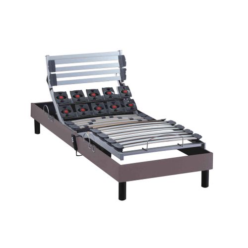 Sommier De Relaxation électrique Lattes + Plots Taupe 90x200