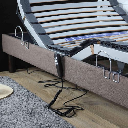 Sommier De Relaxation électrique à Lattes Taupe 2x90x190