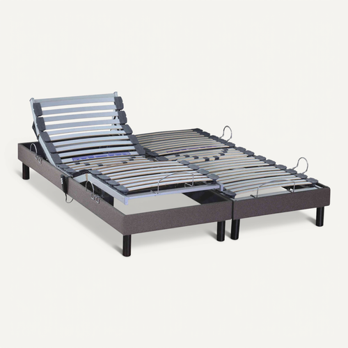 Sommier De Relaxation électrique à Lattes Taupe 2x90x190