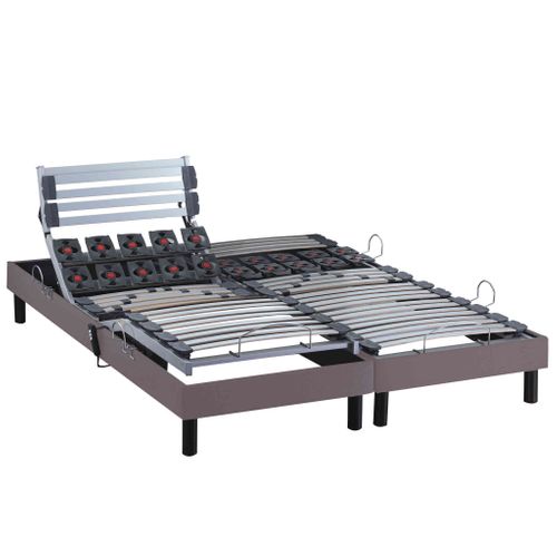 Sommier De Relaxation Électrique Lattes + Plots Taupe 2x80x200