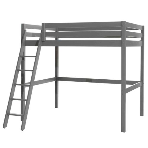 Lit Mezzanine En Bois Massif Gris 140x200
