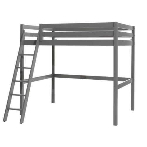 Lit Mezzanine En Bois Massif Gris 140x200