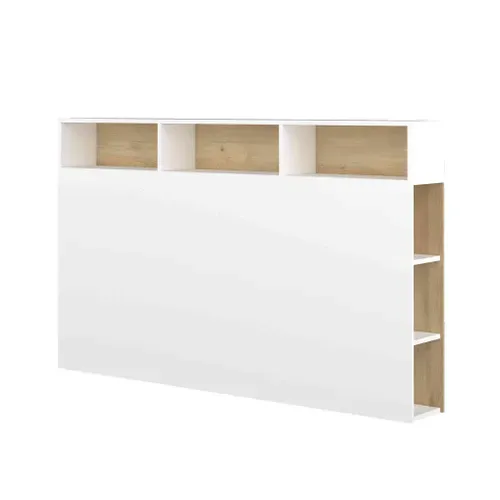 Tête De Lit Avec Niches De Rangement En Bois Blanc Et Imitation Chêne 160 Cm