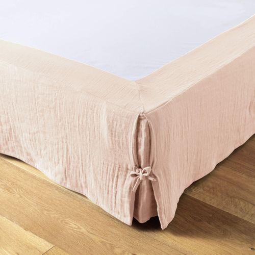 Cache Sommier Double Gaze De Coton Rose 160x200 Cm