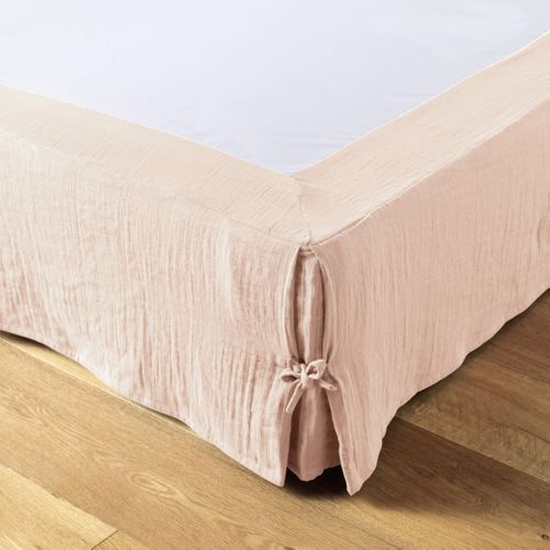 Cache Sommier Double Gaze De Coton Rose 160x200 Cm