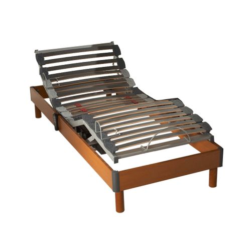 Sommier De Relaxation Électrique à Lattes Bois Foncé 80x200