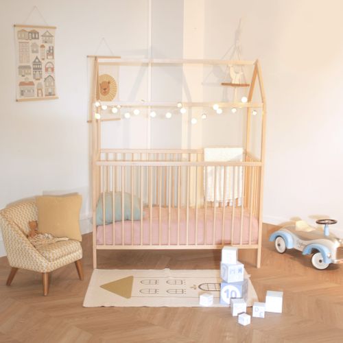 Lit Cabane évolutif En Bois Massif Bois Clair 60x120