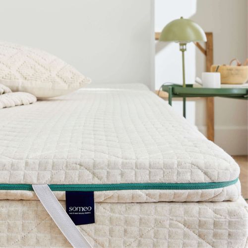 Surmatelas éco-responsable Latex Naturel Aube Soutien Mi-ferme 80 X 190 - Accueil Très Moelleux