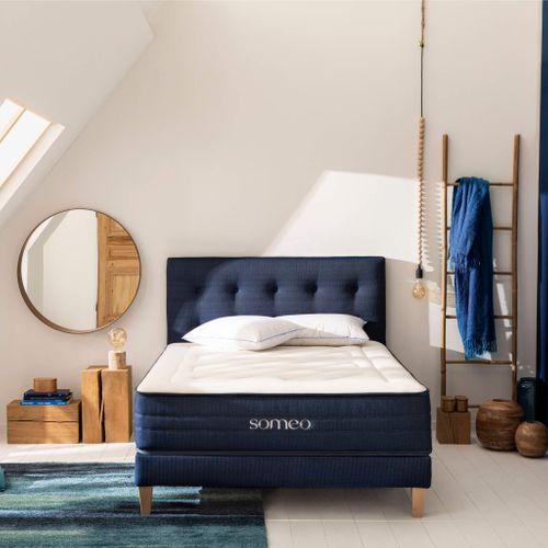 Sommier Déco Tapissier Bleu Marine Rêve 160x200