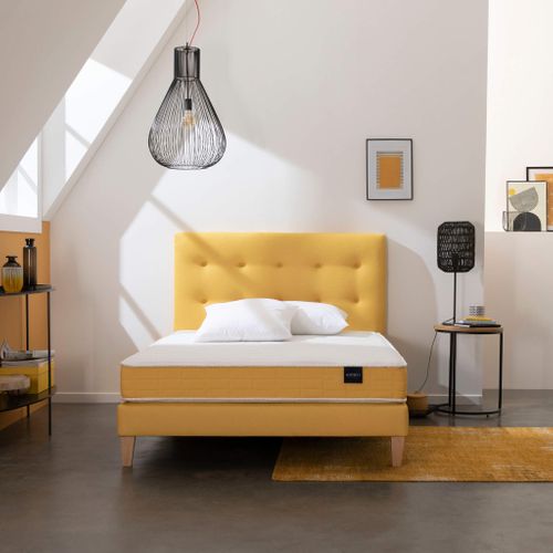 Sommier Déco Tapissier Jaune Aurore 2x90x200