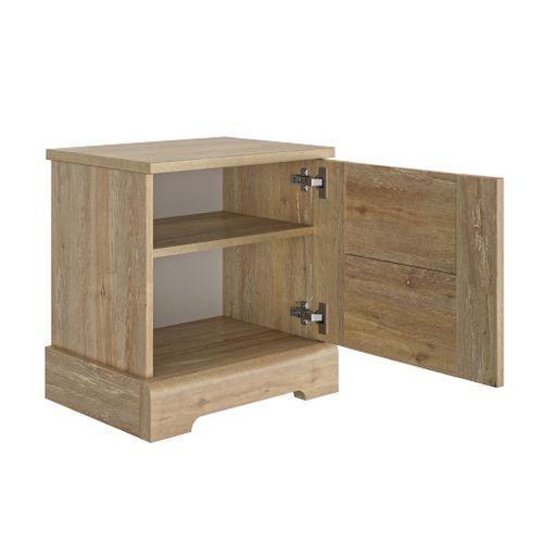 Chevet En Bois Clair 1 Porte Avec Imitation Châtaignier