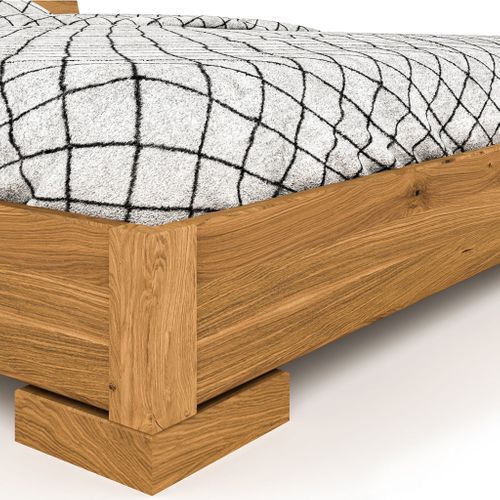 Lit En Chêne Massif Clair 160x200 Avec Tête De Lit Intégrée