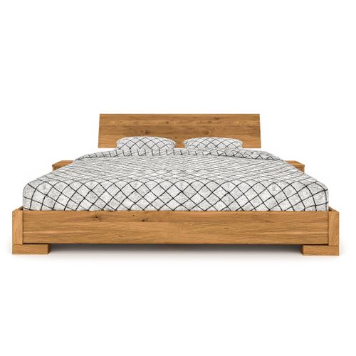 Lit En Chêne Massif Clair 160x200 Avec Tête De Lit Intégrée