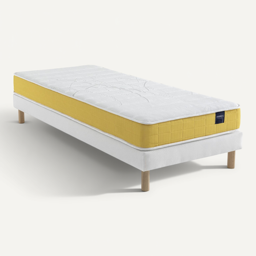 Ensemble Matelas Mousse, Sommier Lune Et Pieds Aurore 400 Soutien Ferme 90x190 - 1 Personne - Accuei