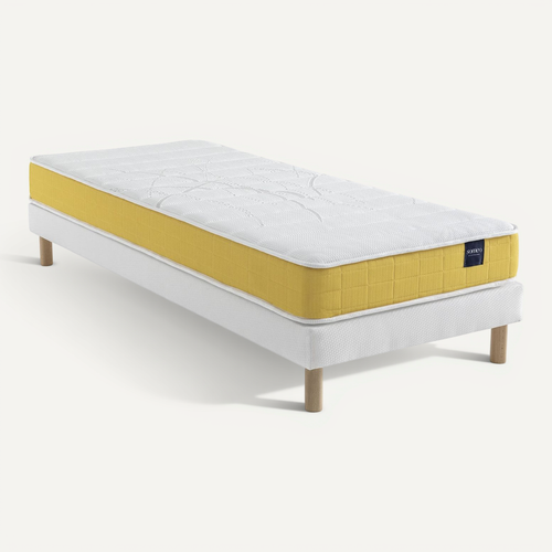 Ensemble Matelas Mousse, Sommier Lune Et Pieds Aurore 400 Soutien Ferme 90x200 - 1 Personne - Accuei