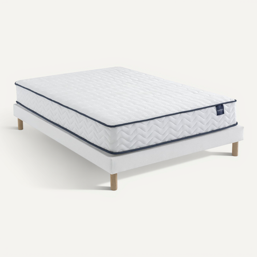 Ensemble Matelas Ressorts, Sommier Lune Et Pieds Rêve 300 Soutien Ferme 140x190 - 2 Personnes - Accu