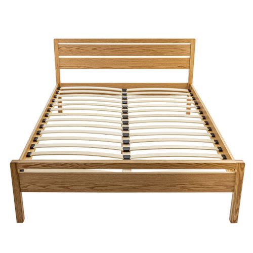 Lit Avec Tête De Lit Intégrée En Mdf Plaquage Chêne Et Pieds En Bois Massif 160x200 - Lt17013
