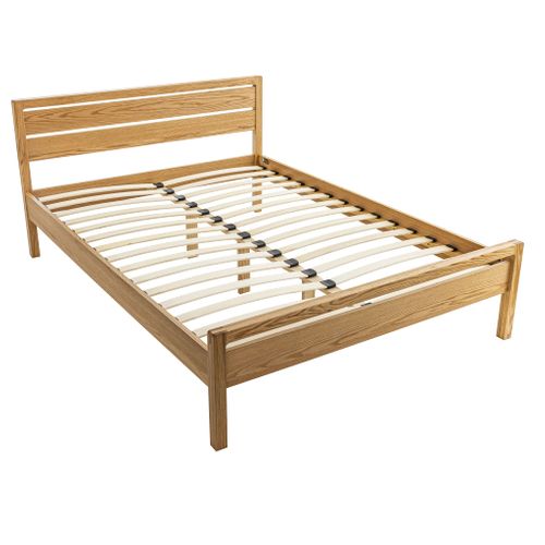Lit Avec Tête De Lit Intégrée En Mdf Plaquage Chêne Et Pieds En Bois Massif 160x200 - Lt17013