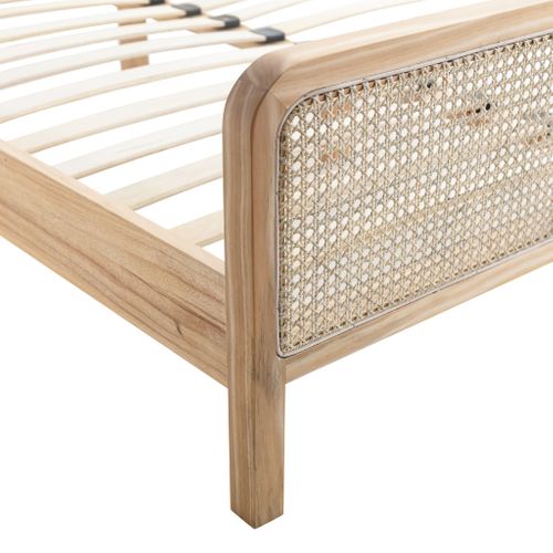Lit En Pin Massif Avec Cannage Bois Naturel Anna 140x190