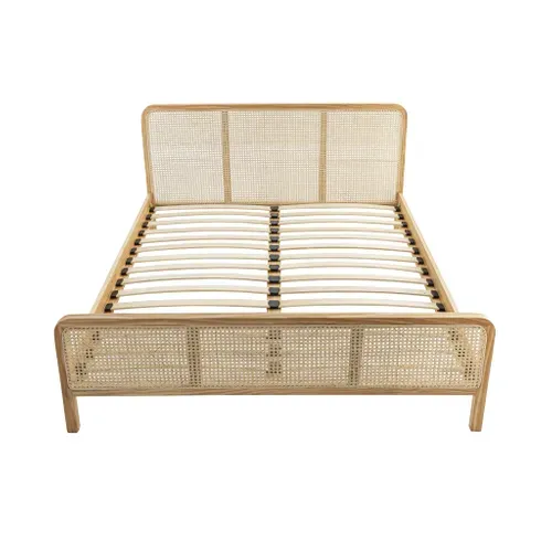Lit En Pin Massif Avec Cannage Bois Naturel Anna 140x190