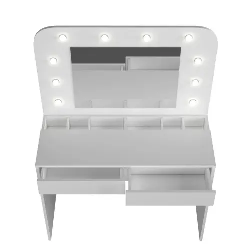 Coiffeuse Avec Miroir Et LED En Bois Blanc