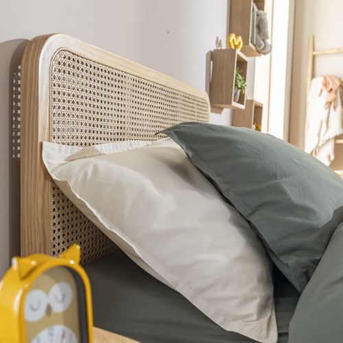 Lit Enfant En Pin Massif Naturel Avec Cannage Anna 90x190