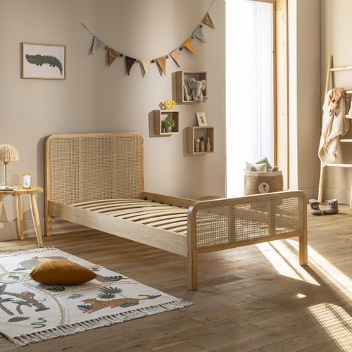 Lit Enfant En Pin Massif Naturel Avec Cannage Anna 90x190