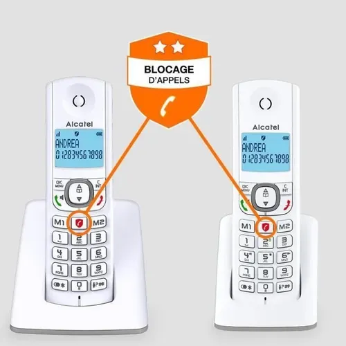 Téléphone Sans Fil - F530 Duo - 2 Combinés, Blocage D'appels, Mains Libres, 2 Mémoires Directes
