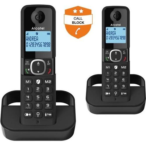 Téléphone Fixe Sans Fil - F860 Duo Noir - Blocage D'appels Indésirables