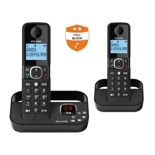Téléphone Fixe Sans Fil - F860 Voice Duo Noir - Avec Fonction Blocage D'appels Indésirables