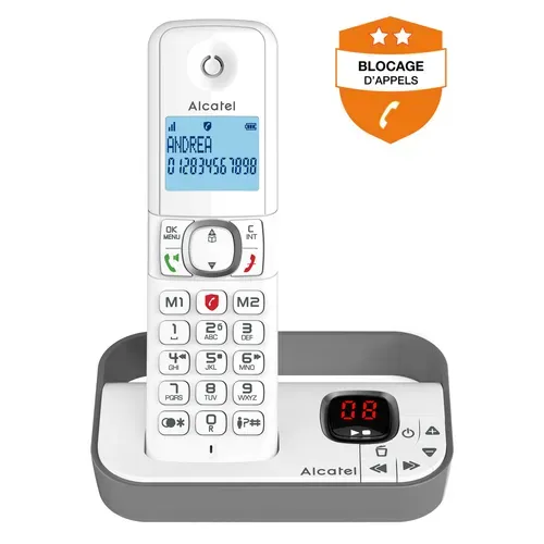 Téléphone sans fil répondeur ALCATEL F 860 VOICE GRIS vue 3/4