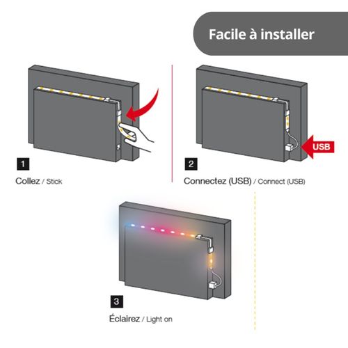 Ruban LED TV (kit Complet) - 2m - Rgb Multicolore