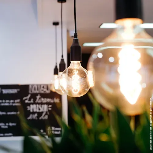 Ampoule LED spirale Globe E27  Blanc chaud vue d'ambiance 1