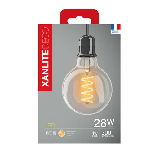 Ampoule LED spirale Globe E27  Blanc chaud