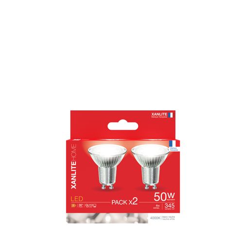 Lot 2 ampoules LED GU10 Spot  Blanc froid